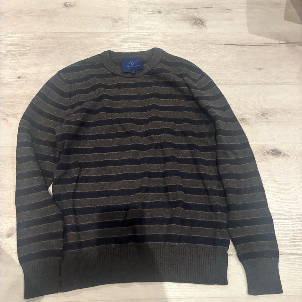 Martin + Osa Men's Crewneck Sweater - Black and Brown Stripes